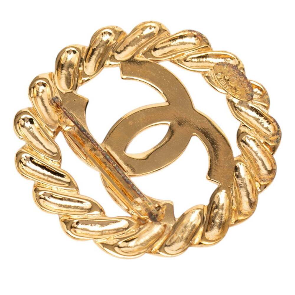 CHANEL Authentic Vintage Gold Logo Brooch - Picture 2 of 3
